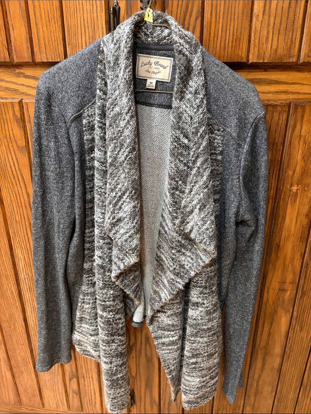 Lucky Brand Gray Marled Open-Front Waterfall Cardigan Size Medium